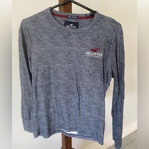Hollister‎ Long Sleeve Shirt Size XS Soft 100% Cotton Navy Blue With White